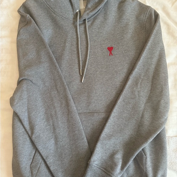 Classic Gray Hoodie with Red Logo